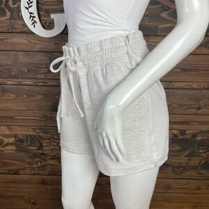 32 Cool | Casual Marled Heather White Lounge Drawstring‎ Shorts Fleece Lined